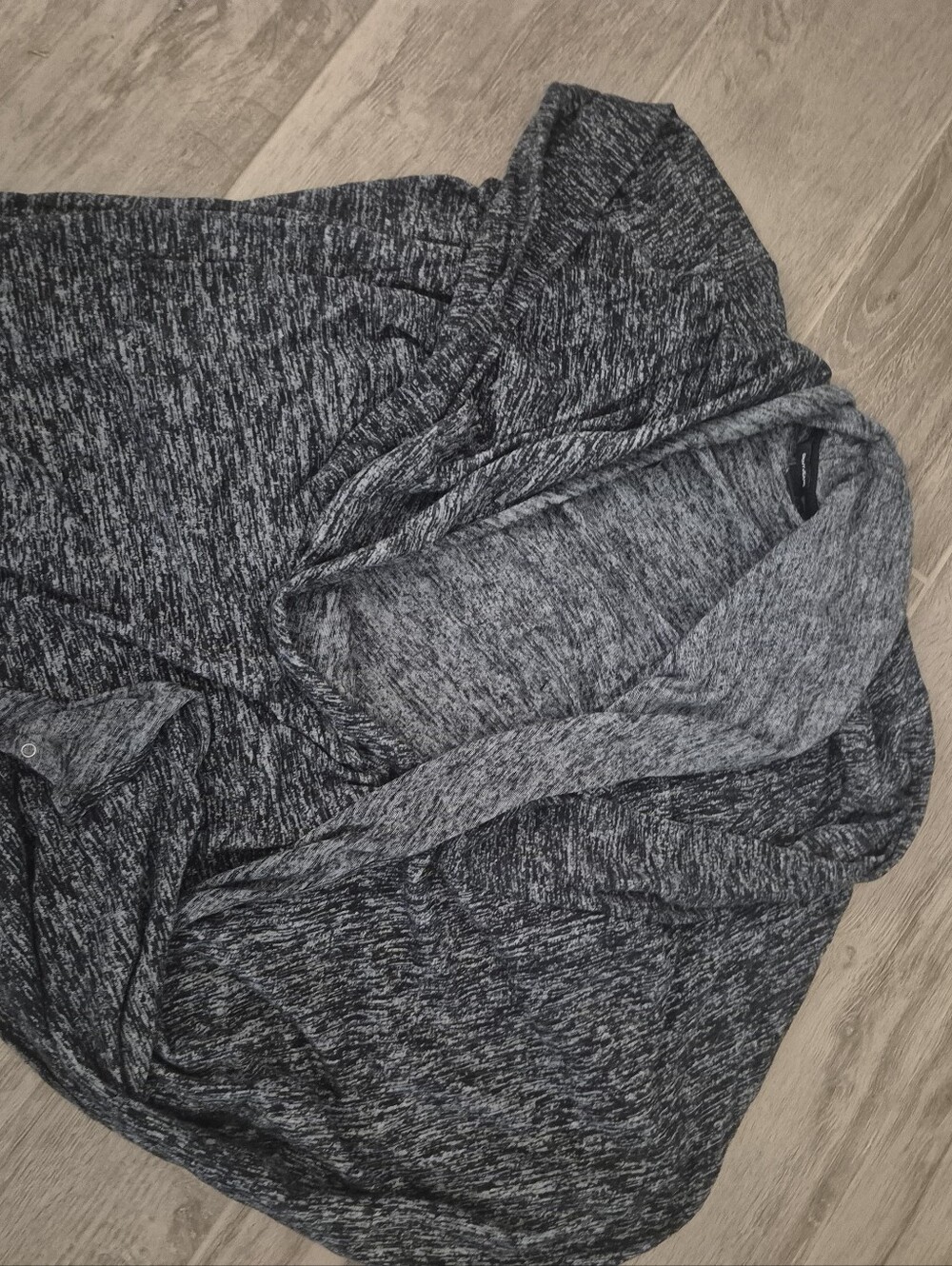 DKNY Cozy Heathered Open Front Cardigan - Dark Gray LONGER in Length On Sides
